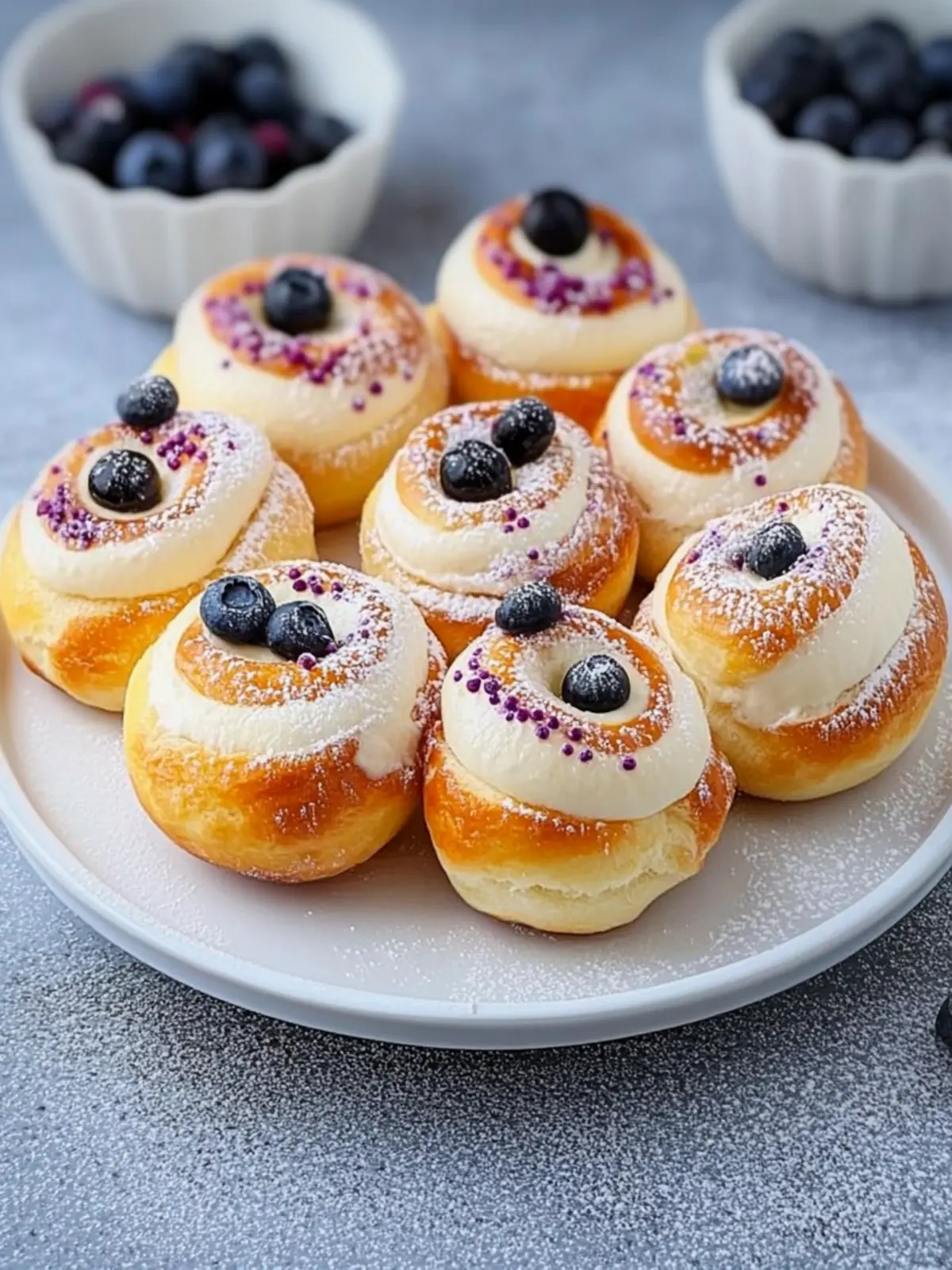 Danish Carnival Buns with Vanilla Cheesecake Delight Awaits! 3 Danish Carnival Buns with Vanilla Cheesecake Delight!