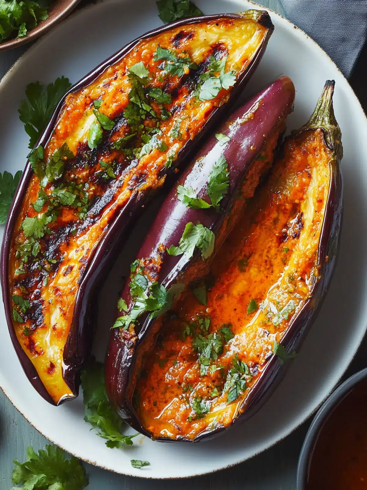 Grilled Whole Eggplant with Harissa Vinaigrette Perfection 4 Grilled Whole Eggplant With Harissa Vinaigrette