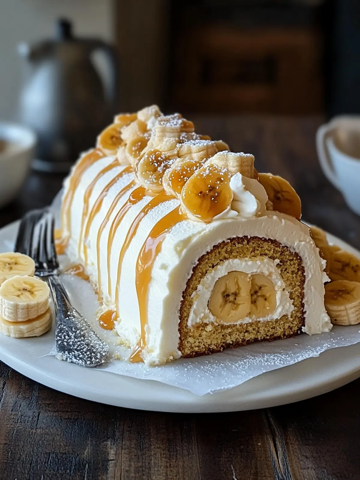 Banana Caramel Cream Roll Cake: A Sweet Slice of Happiness 4 Banana Caramel Cream Roll Cake