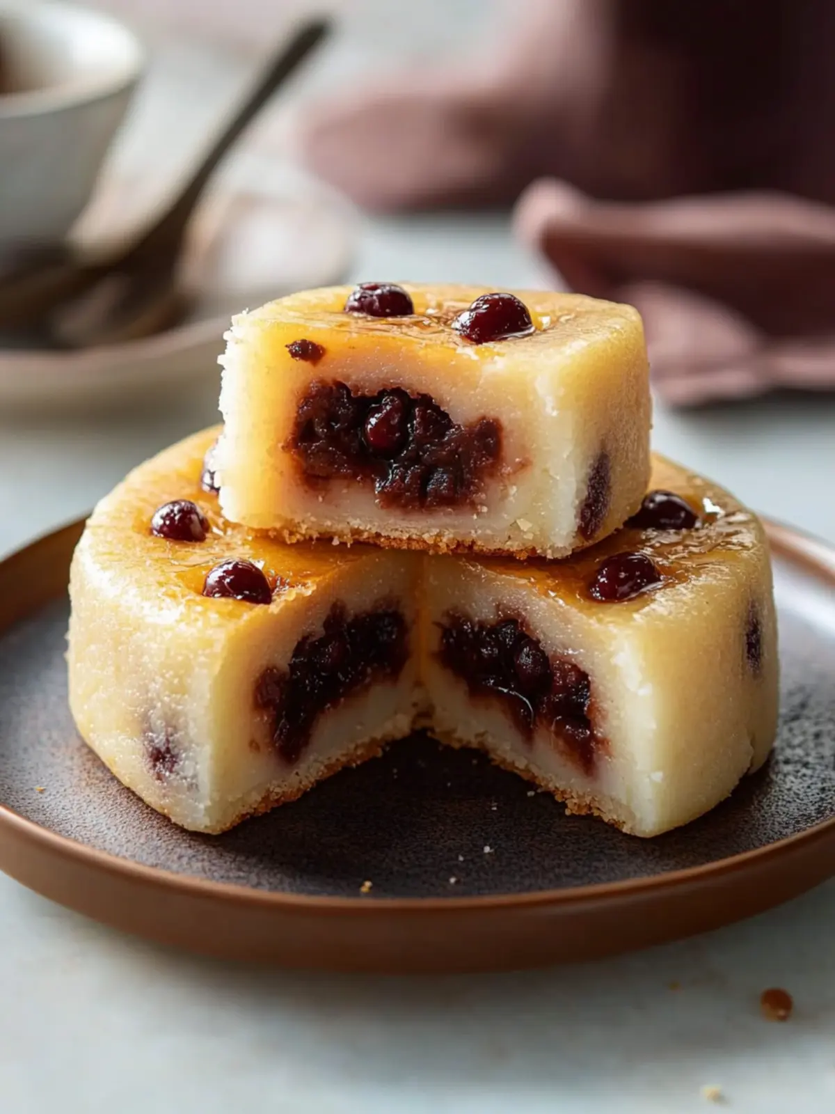 Delicious Baked Red Bean Nian Gao: Your Lunar New Year Treat 2 Baked Red Bean Nian Gao (Mochi Cake)- Dessert for Lunar New Year