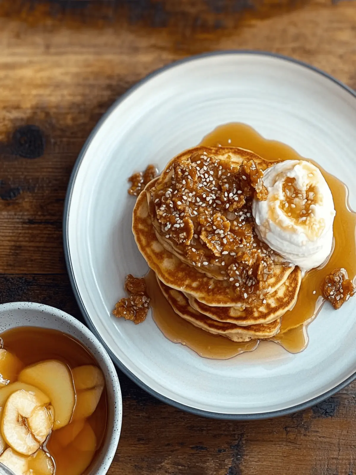 Pancakes with Maple Brown Butter Apples and Sesame Praline Bliss 4 Pancakes with maple brown butter apples and sesame praline