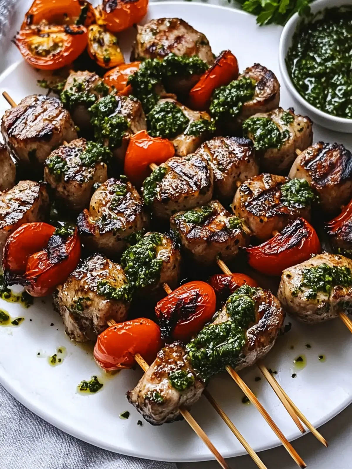 Surf And Turf Kebabs with Chimichurri Sauce You'll Love! 2 Surf And Turf Kebabs with Chimichurri Sauce