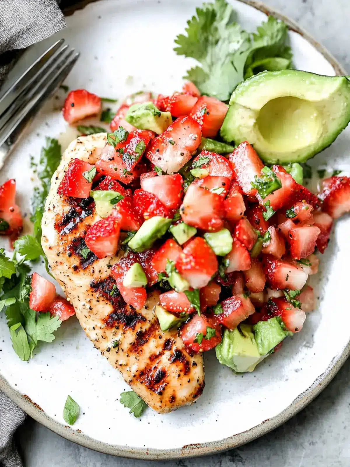 Grilled Chicken Breast with Strawberry Avocado Salsa Delight 3 Grilled Chicken Breast with Strawberry Avocado Salsa