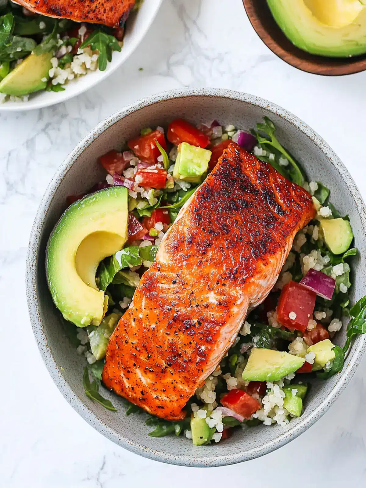 Grilled Honey Salmon with Avocado Salad for a Fresh Feast 2 Grilled honey salmon with avocado salad