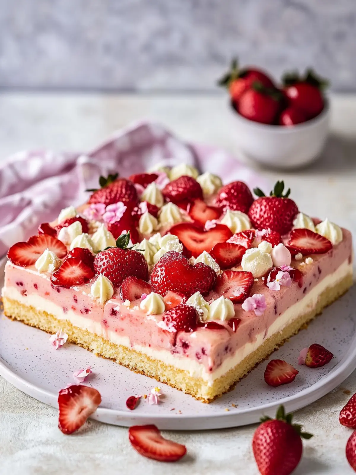 Strawberry Vanilla Pudding Sheet Cake: A Mother's Day Delight 2 Strawberry vanilla pudding sheet cake & heart-shaped cake with white chocolate- Mother's day surprise