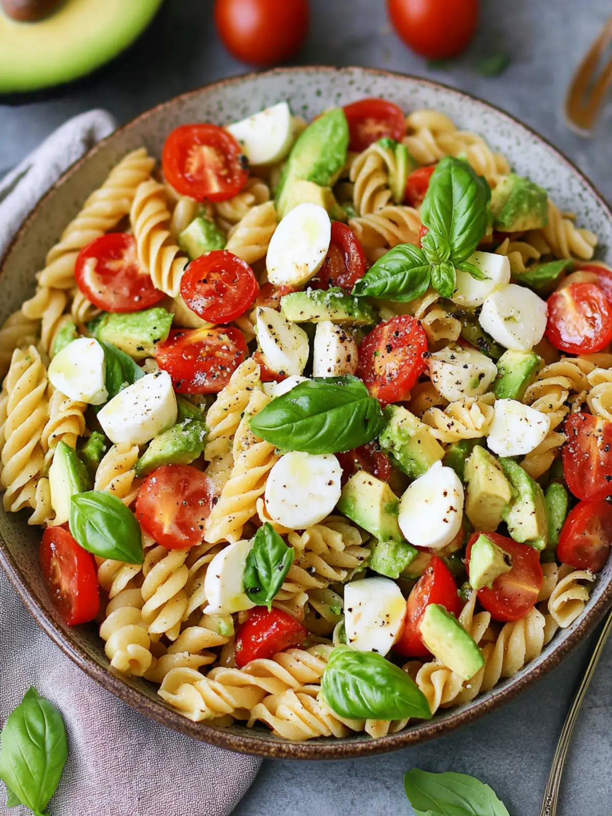 Caprese Pasta Salad with Avocado: A Fresh Summer Delight 4 Caprese Pasta Salad (with Avocado)