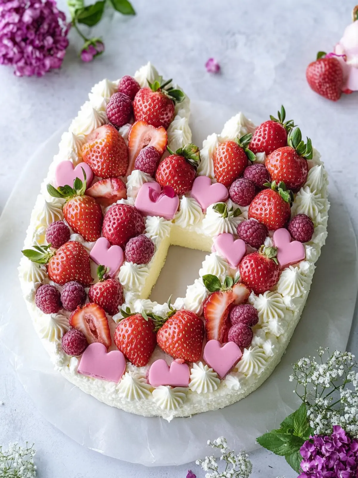 Delicious Letter Cake with Strawberries for Mother's Day Bliss 2 Letter cake with strawberries for Mother's Day