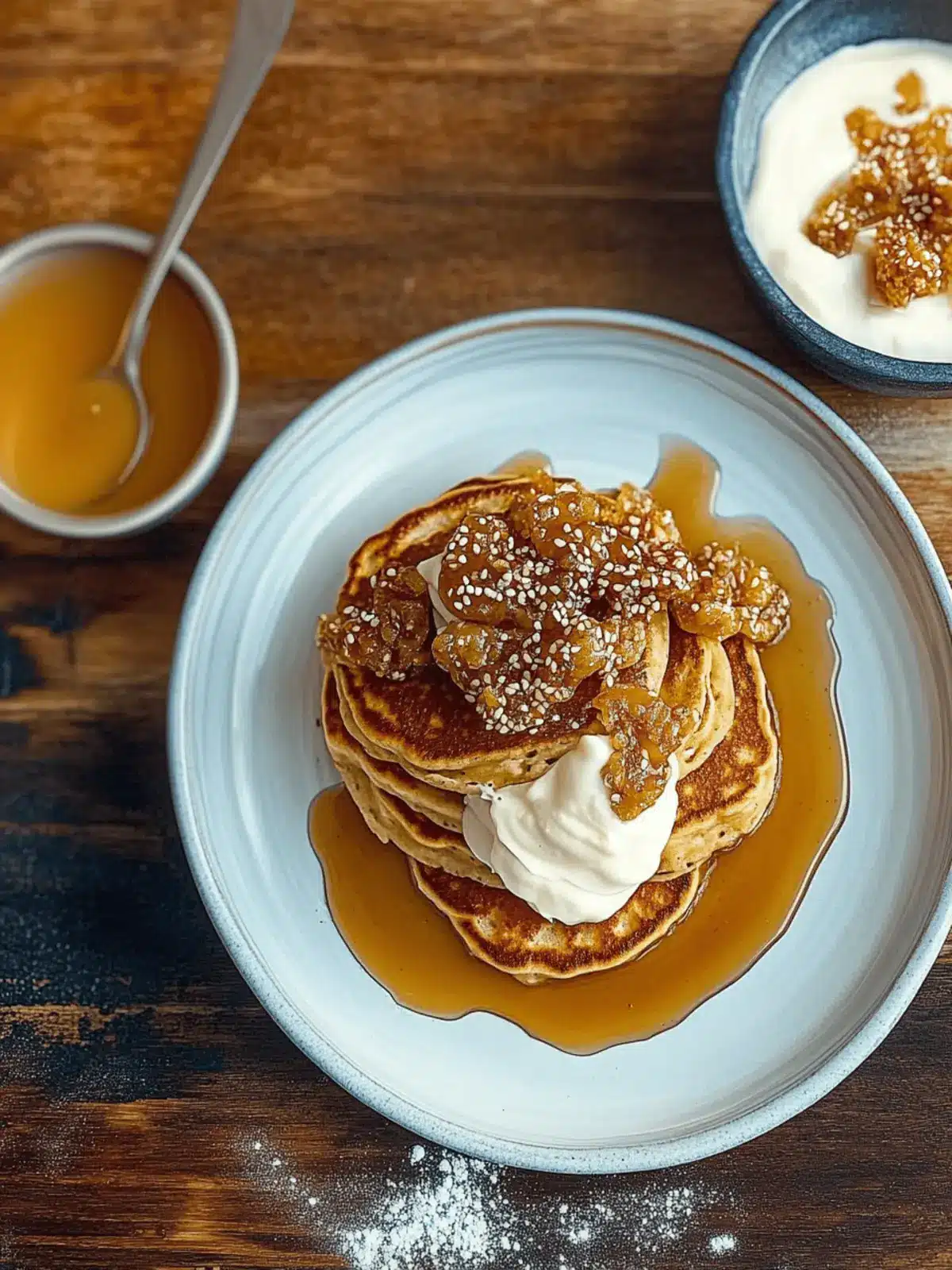 Pancakes with Maple Brown Butter Apples and Sesame Praline Bliss 2 Pancakes with maple brown butter apples and sesame praline