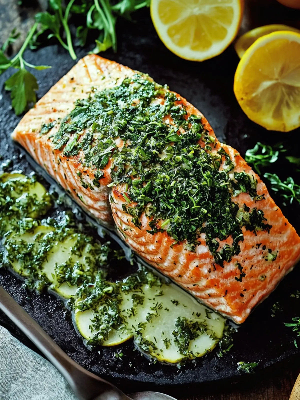 Savory Roasted Salmon With Green Herbs in Under 30 Minutes 2 Roasted Salmon With Green Herbs