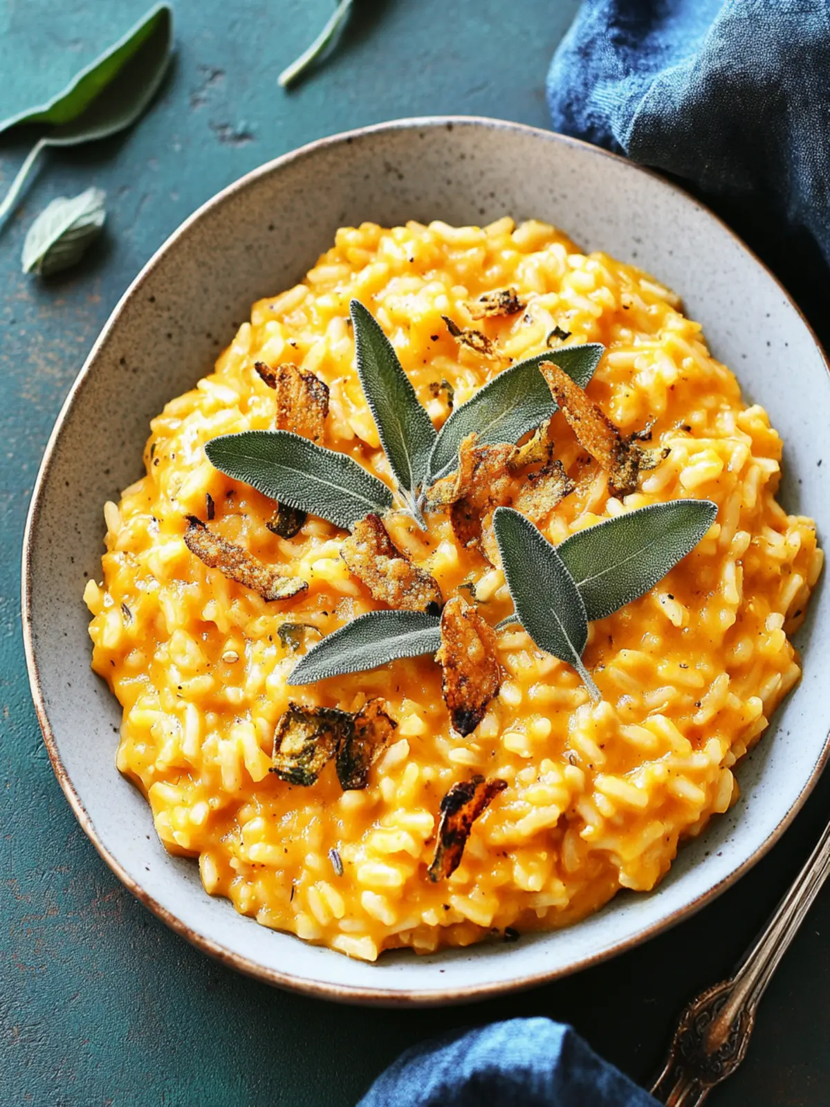 Vegan Pumpkin Risotto with Crispy Sage for Cozy Nights 2 Vegan Pumpkin Risotto with Crispy Sage