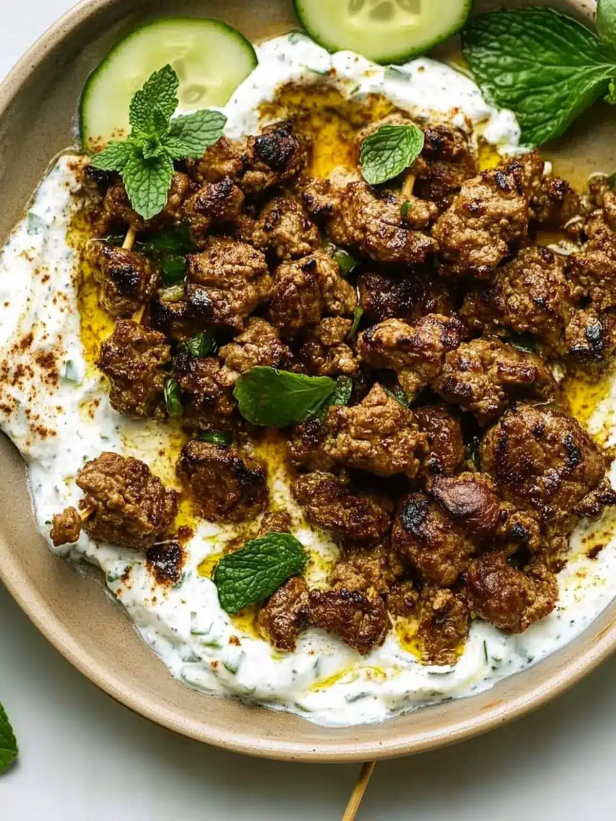 Smashed Beef Kebab with Cucumber Yogurt: A Flavorful Twist 4 Smashed Beef Kebab With Cucumber Yogurt