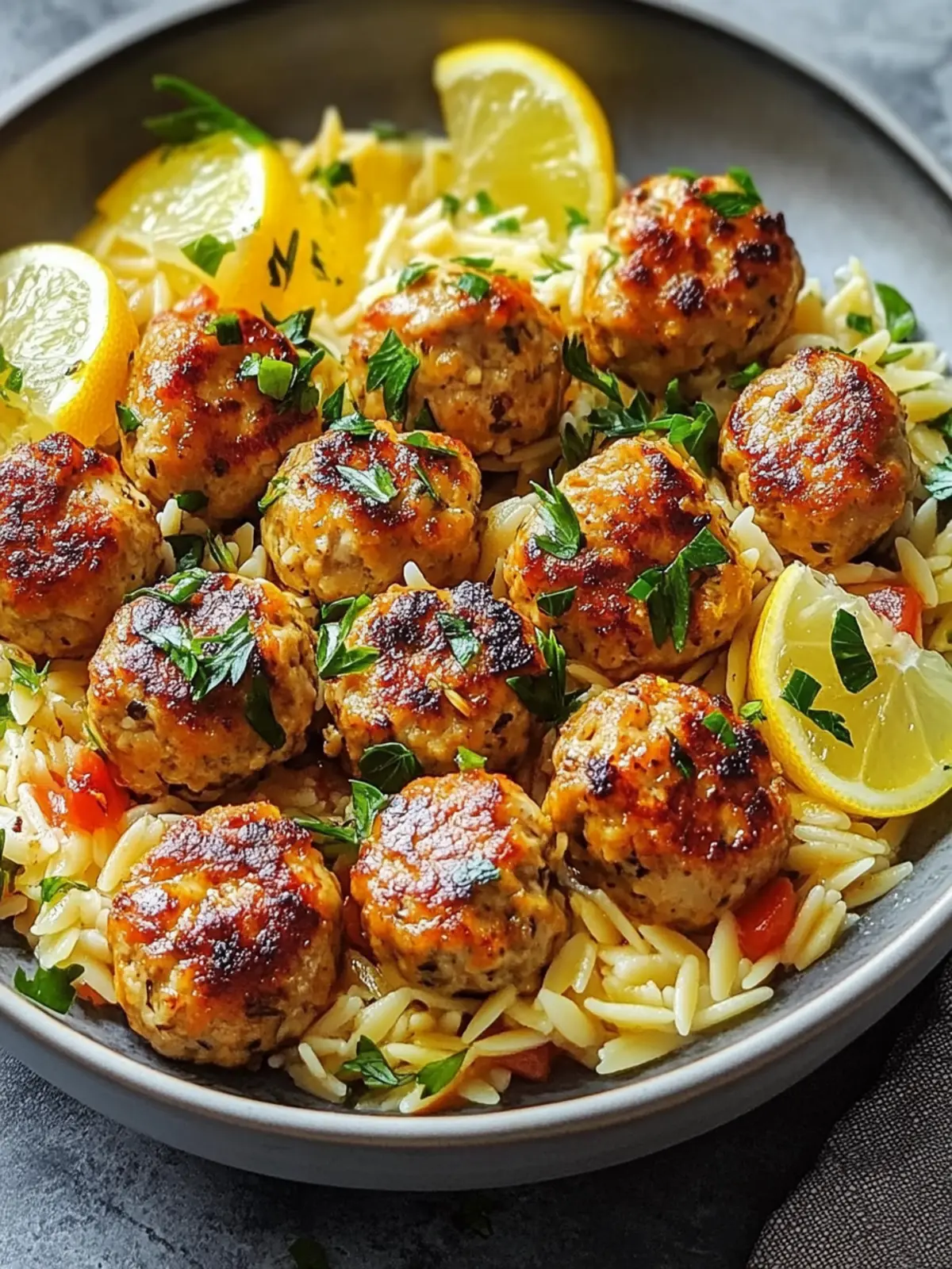 Greek Chicken Meatballs with Lemon Orzo: A Taste of Greece 2 Greek Chicken Meatballs with Lemon Orzo: A Culinary Journey to the Heart of Greece