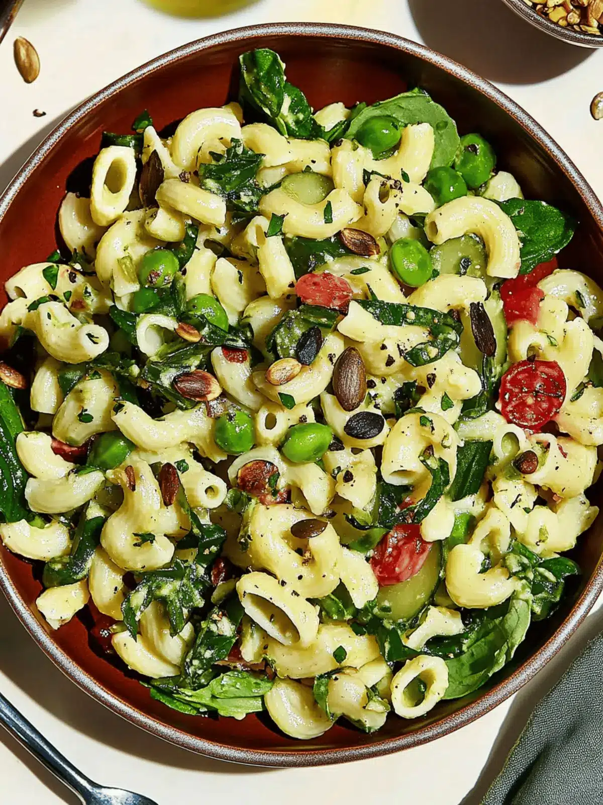 Vegan Pasta Salad with Spinach and Peas Fresh and Flavorful! 2 Vegan Pasta Salad