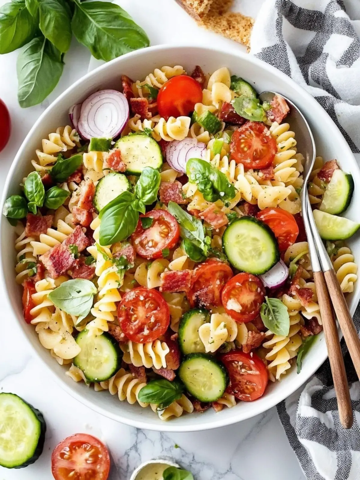Hearty BLT Pasta Salad with Tempeh Bacon and Avocado Delight 4 BLT Pasta Salad