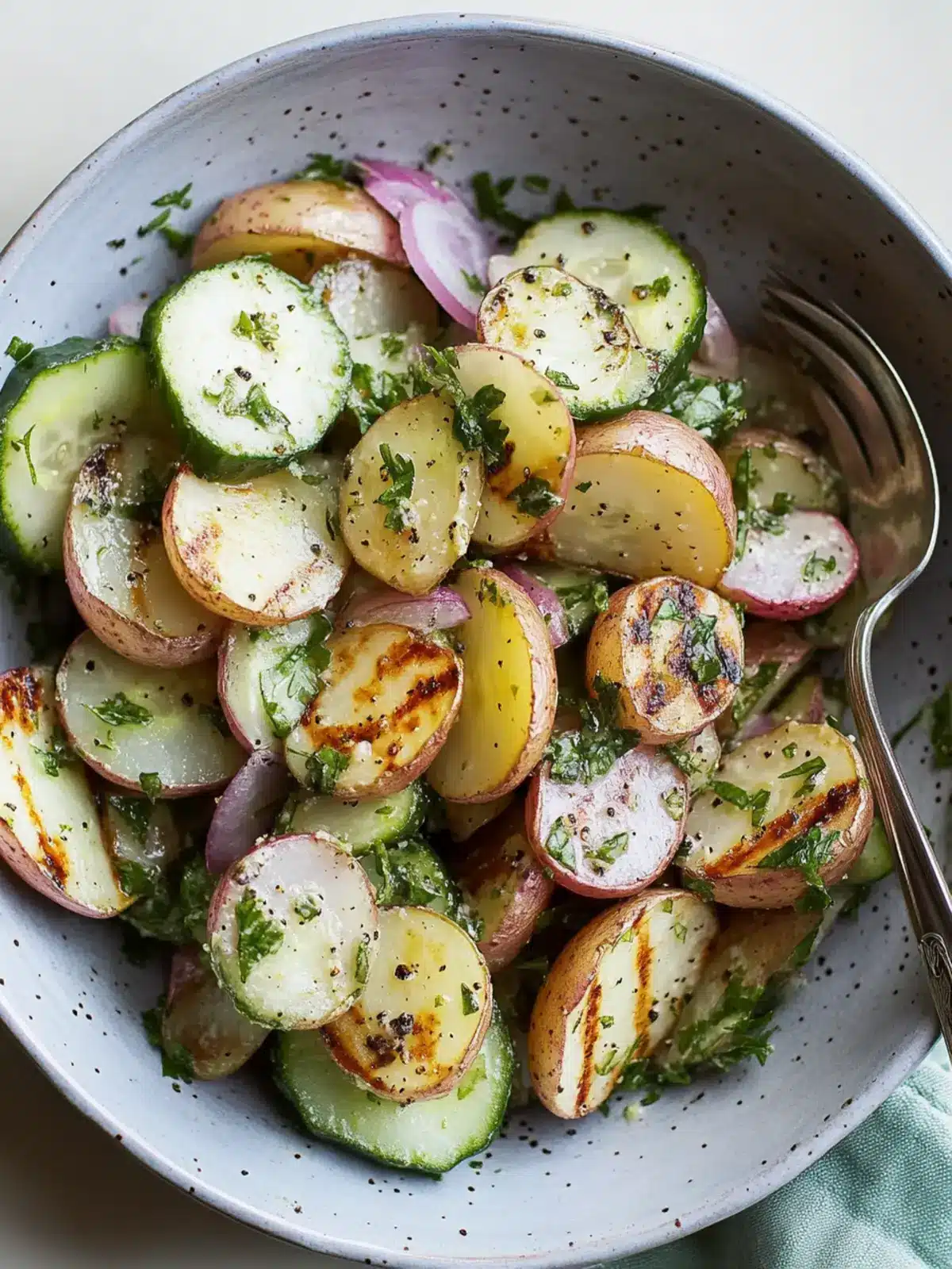 Savor This Creamy Cucumber and Grilled Potato Salad Delight 3 Creamy Cucumber and Grilled Potato Salad