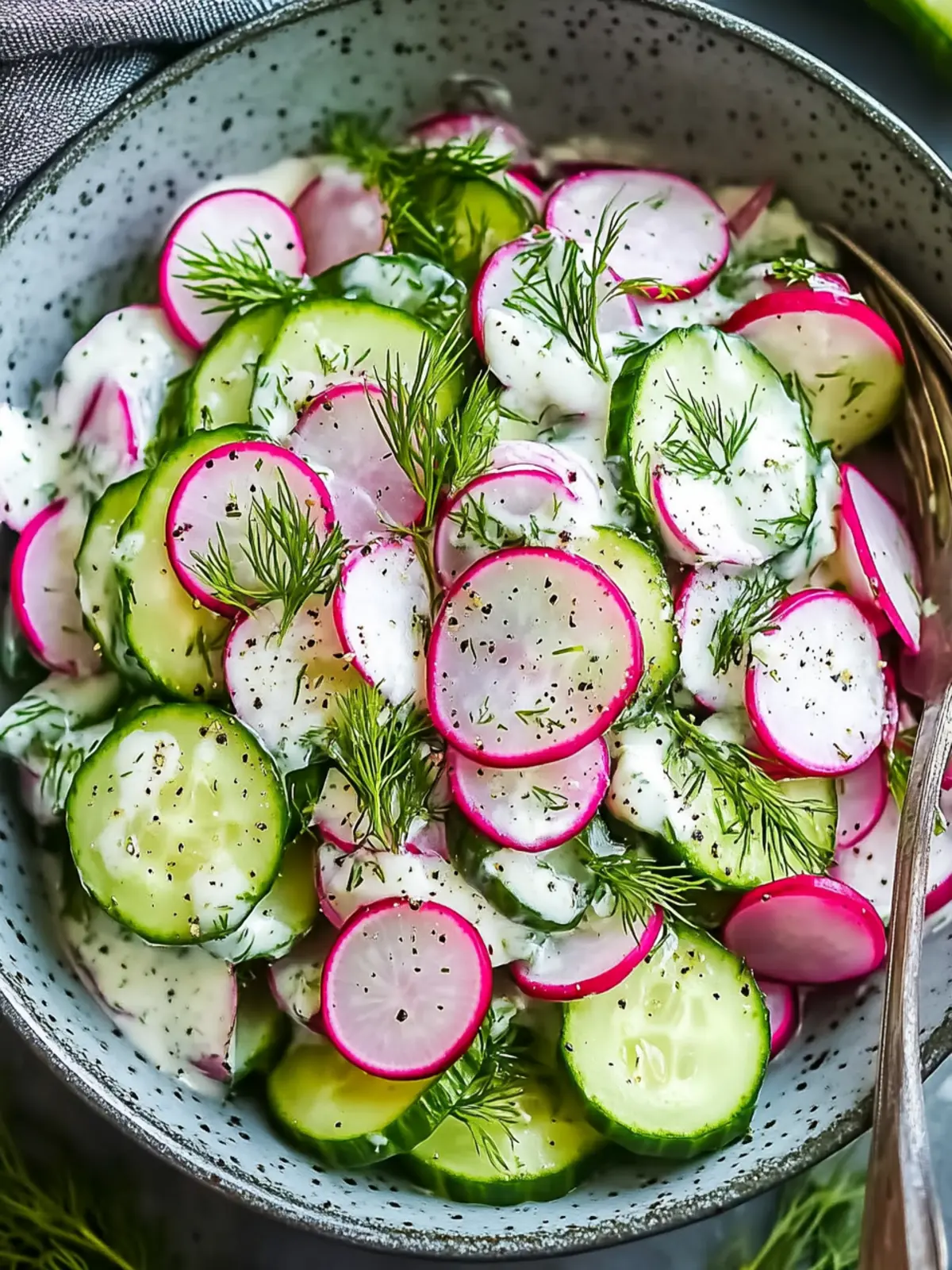 Crisp Crunchy Cucumber Radish Salad with Creamy Dill Dressing 4 Crunchy Cucumber Radish Salad with Creamy Dill Dressing