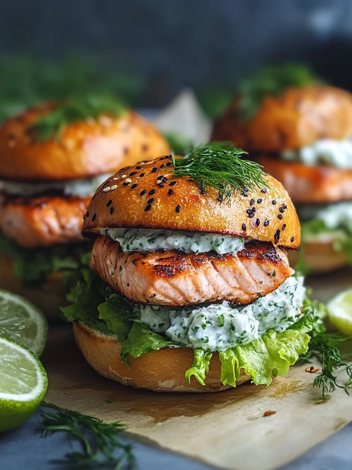 Savory Salmon Burgers with Tzatziki for Quick Weeknight Dinners 3 Salmon Burgers with Tzatziki