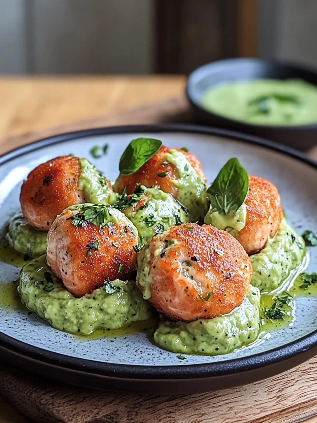 Savory Salmon Balls with Creamy Avocado Sauce Delight 2 Salmon Balls with Creamy Avocado Sauce