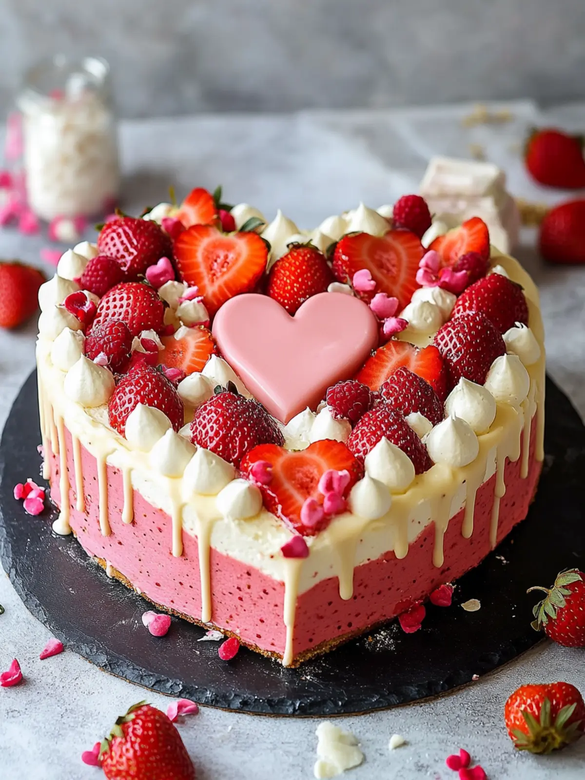 Heart-Shaped Cake with Strawberries and White Chocolate Bliss 4 Heart-shaped cake with strawberries and white chocolate for Mother's Day