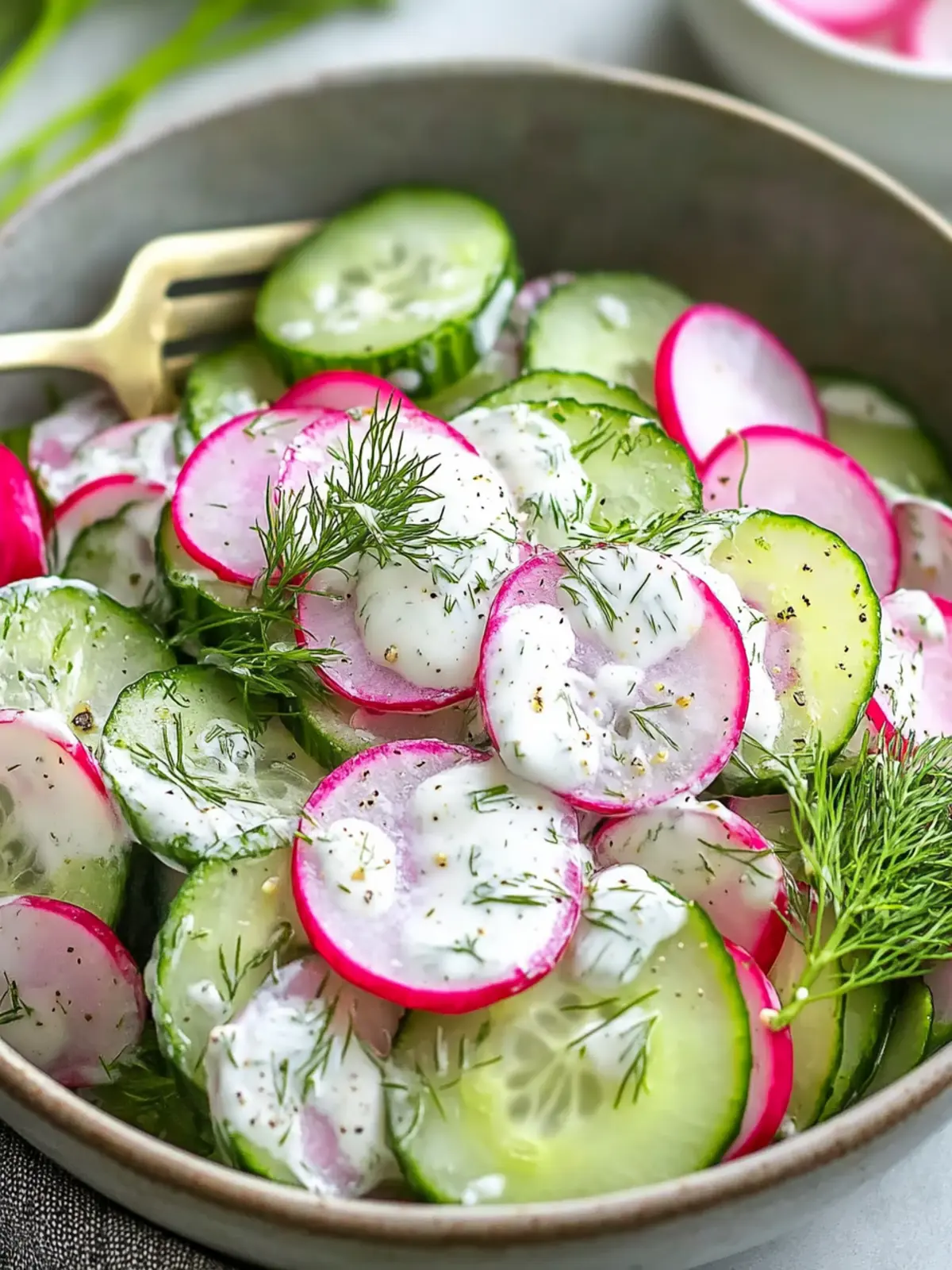 Crisp Crunchy Cucumber Radish Salad with Creamy Dill Dressing 3 Crunchy Cucumber Radish Salad with Creamy Dill Dressing