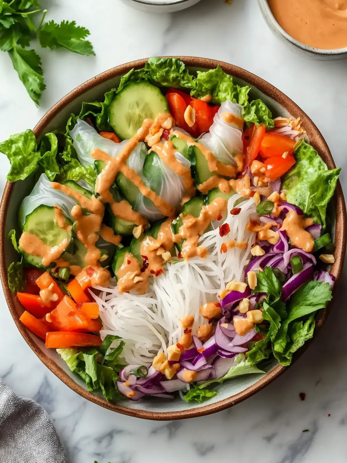 Fresh Spring Roll Salad with Peanut Sauce - Flavorful & Fun! 3 Spring Roll Salad with Peanut Sauce