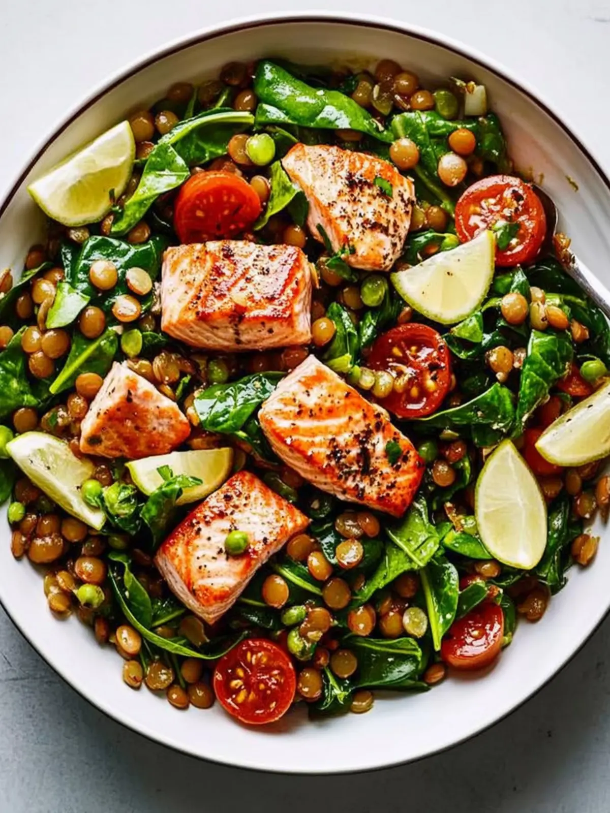 One-Pot Salmon, Spinach and Lentil Salad for Busy Evenings 3 One-Pot Salmon, Spinach and Lentil Salad