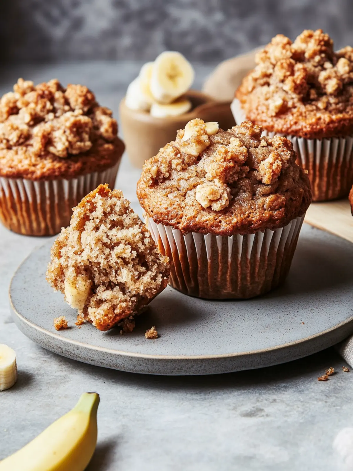 Irresistibly Soft Banana Muffins With Brown Sugar Streusel 4 Banana Muffins With Brown Sugar Streusel