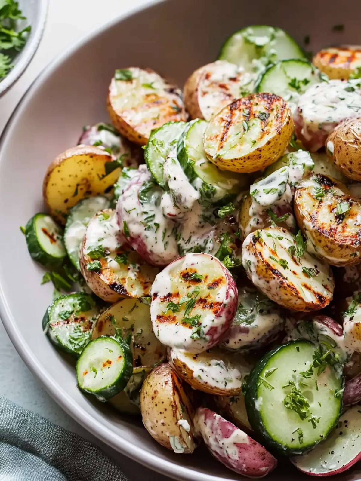 Savor This Creamy Cucumber and Grilled Potato Salad Delight 2 Creamy Cucumber and Grilled Potato Salad