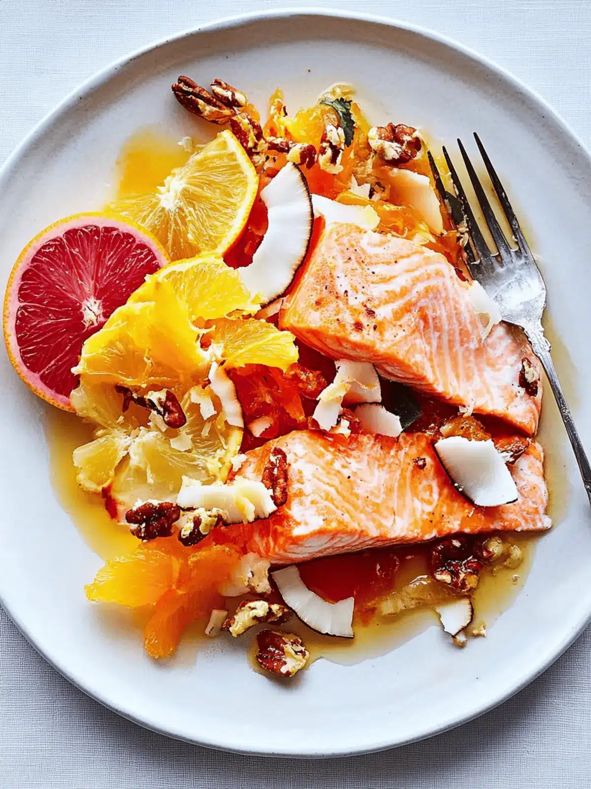 Roast Salmon With Citrus and Coconut-Chile Crunch Delight 2 Roast Salmon With Citrus and Coconut-Chile Crunch