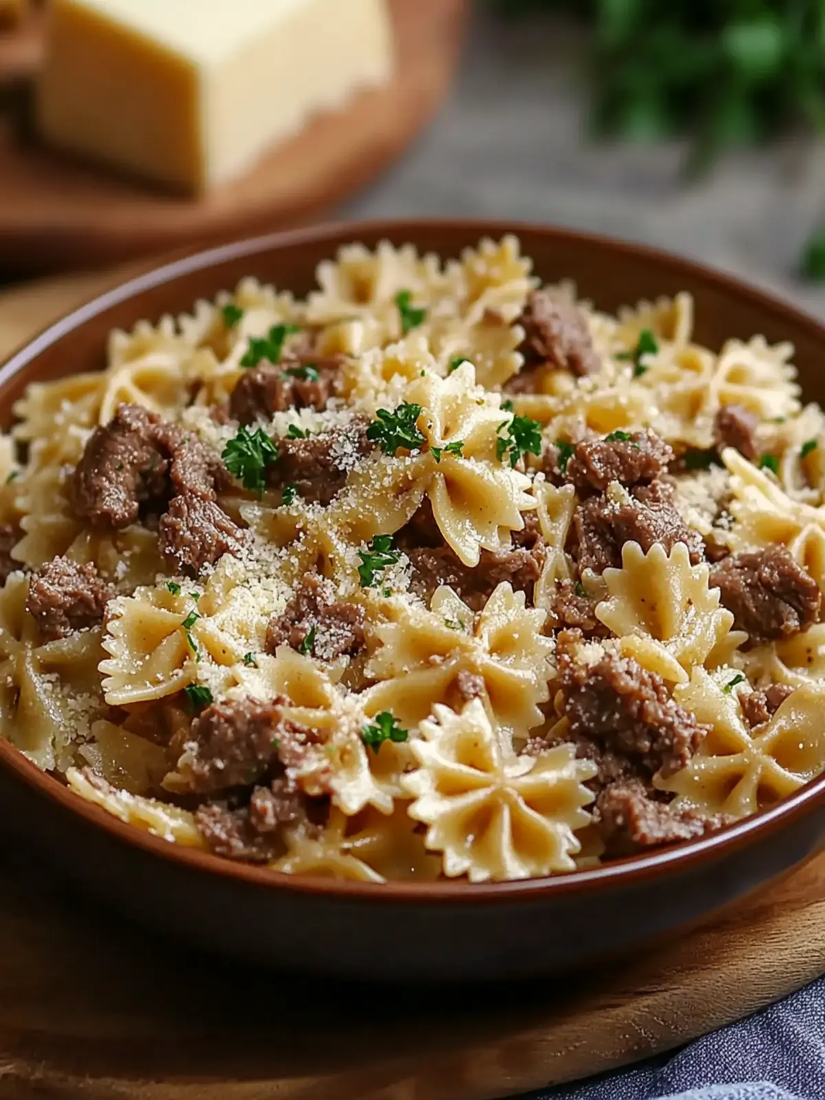 Savory Garlic Butter Bowtie Pasta with Beef in 30 Minutes 4 Garlic Butter Bowtie Pasta with Beef