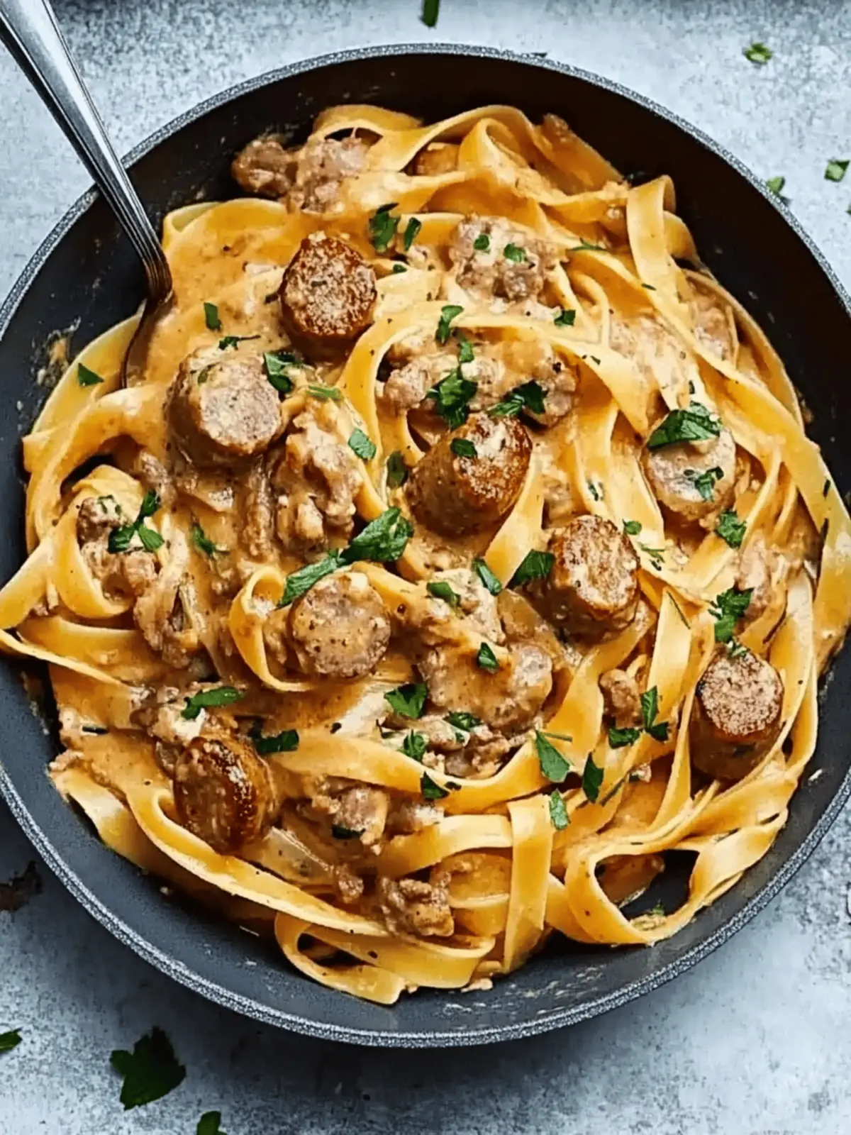 Speedy Sausage Stroganoff Tagliatelle for Dinner in 20 Minutes 3 Speedy sausage stroganoff tagliatelle