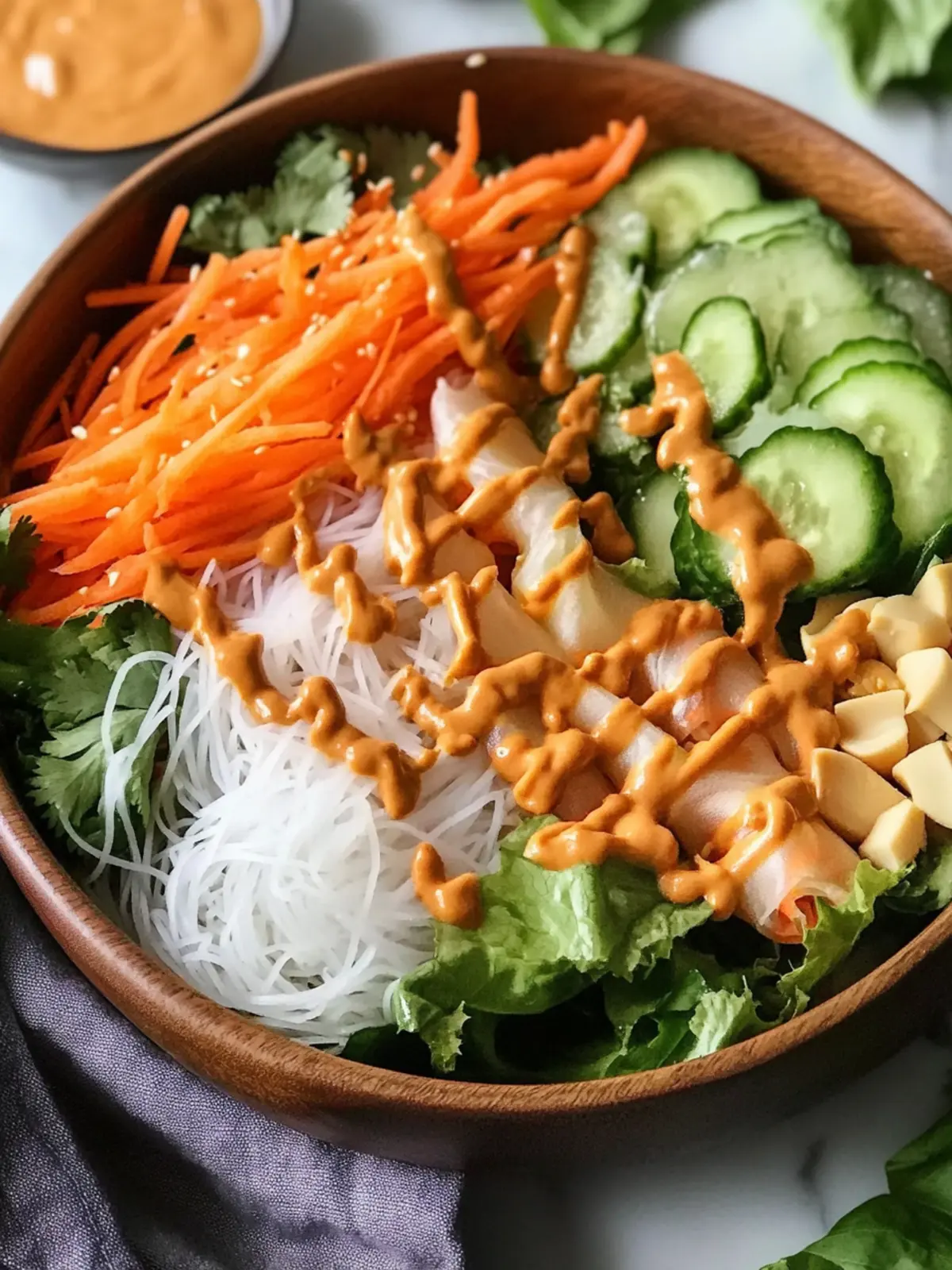Fresh Spring Roll Salad with Peanut Sauce - Flavorful & Fun! 2 Spring Roll Salad with Peanut Sauce