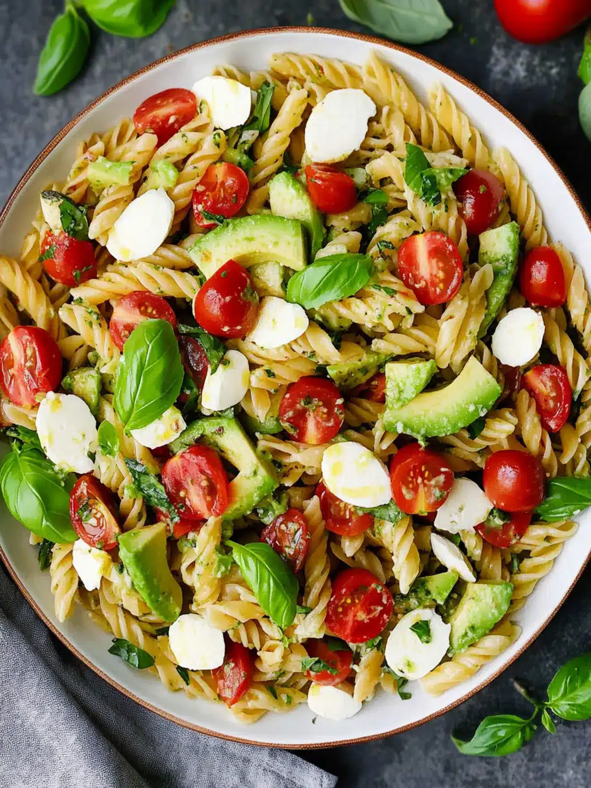 Caprese Pasta Salad with Avocado: A Fresh Summer Bliss 3 Caprese Pasta Salad (with Avocado)