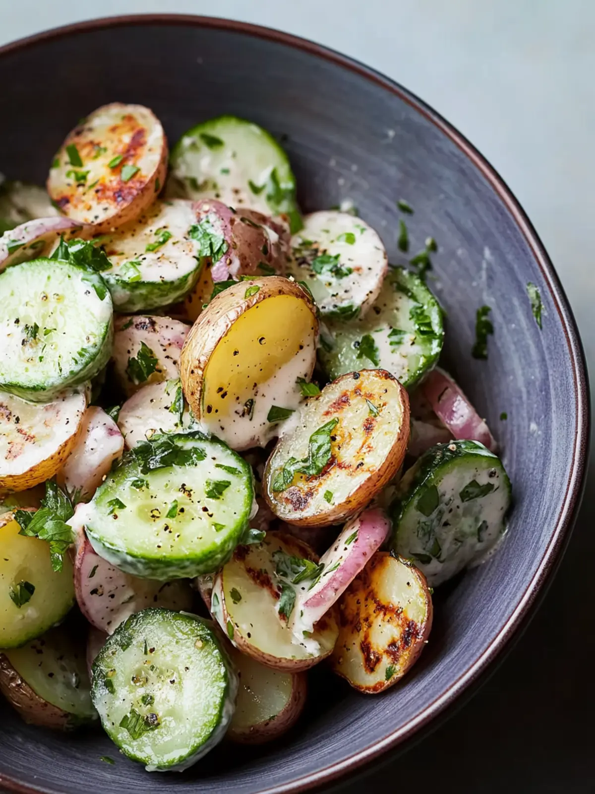 Savor This Creamy Cucumber and Grilled Potato Salad Delight 4 Creamy Cucumber and Grilled Potato Salad