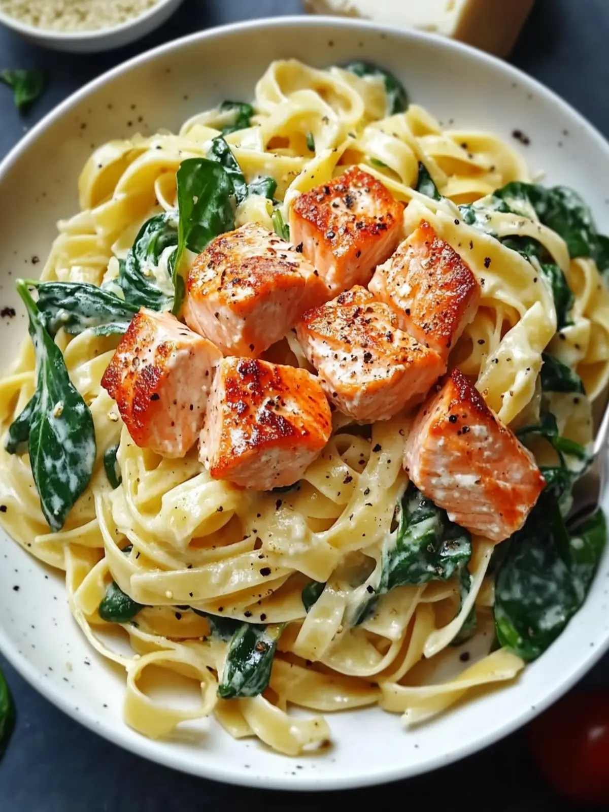 Creamy Spinach Salmon Pasta for a Cozy Mediterranean Feast 3 Creamy Spinach Salmon Pasta