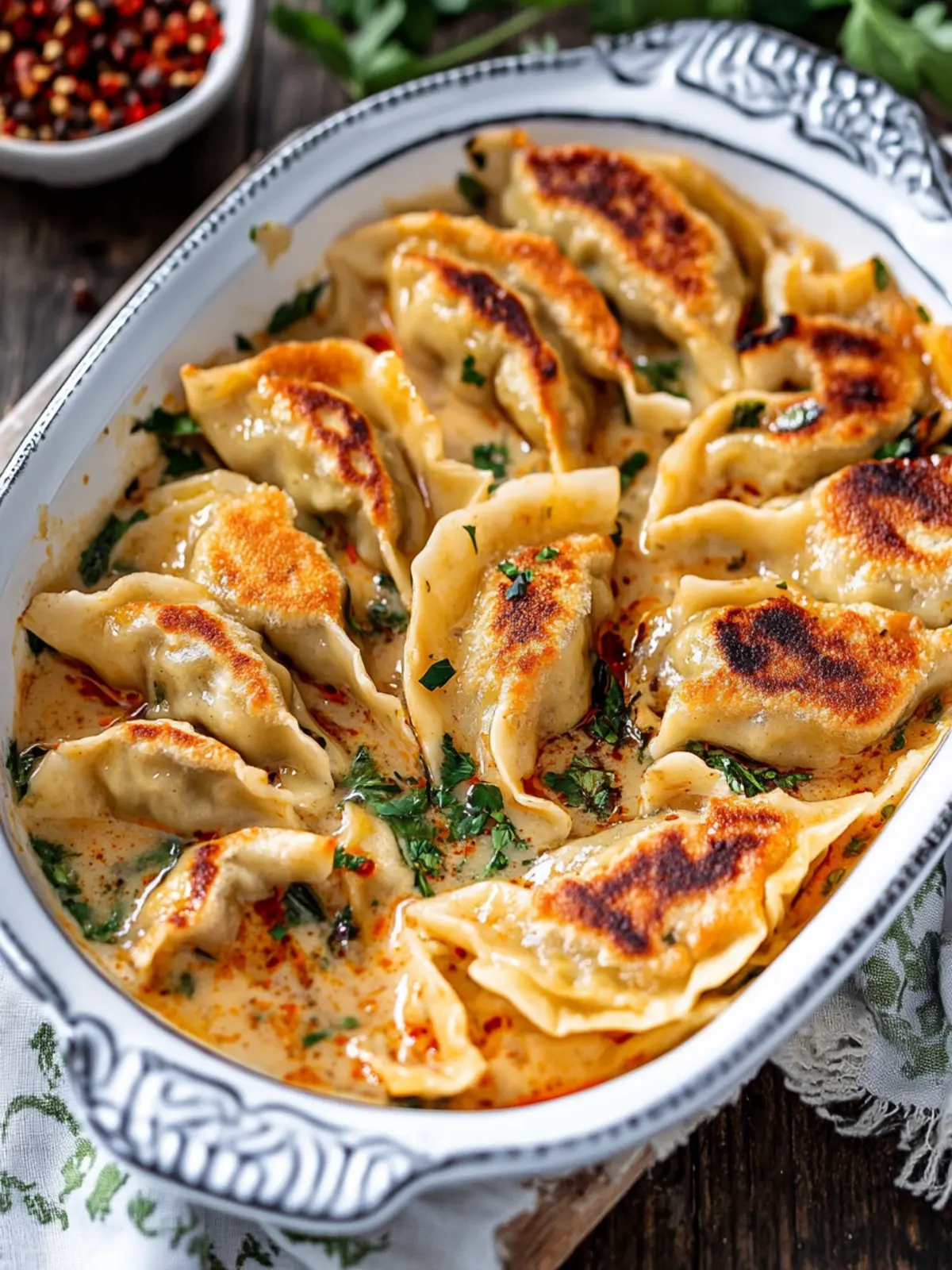 Mouthwatering Vegan Baked Dumplings in Red Curry Sauce 2 Vegan Baked Dumplings
