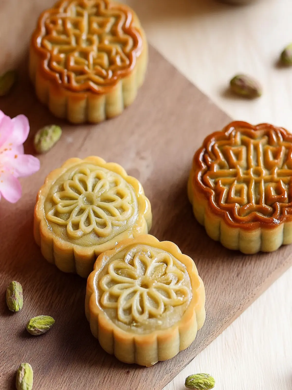 Delicious Honey Pistachio Mooncakes for Lunar New Year Joy 4 Honey Pistachio Mooncakes- Lunar New Year desserts