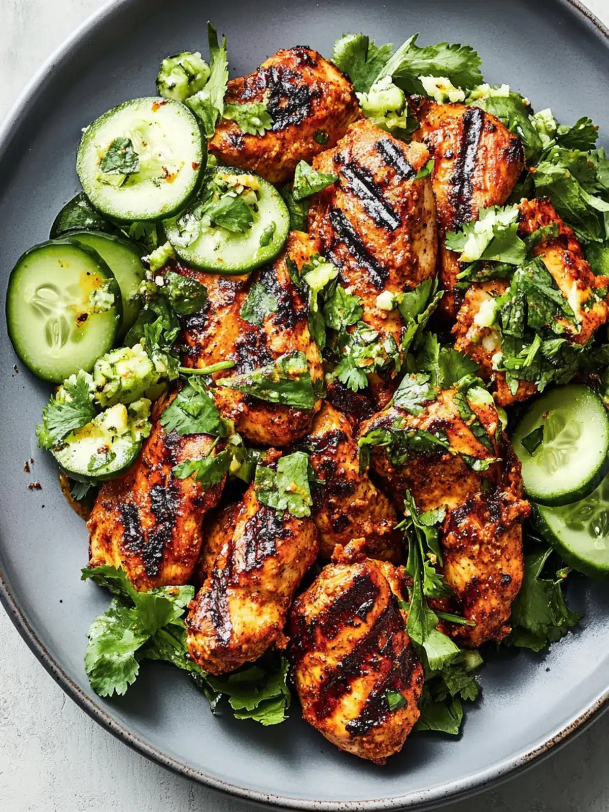 Grilled Curry Chicken with Smashed Cucumber Salad Bliss 2 Grilled Curry Chicken with Smashed Cucumber Salad