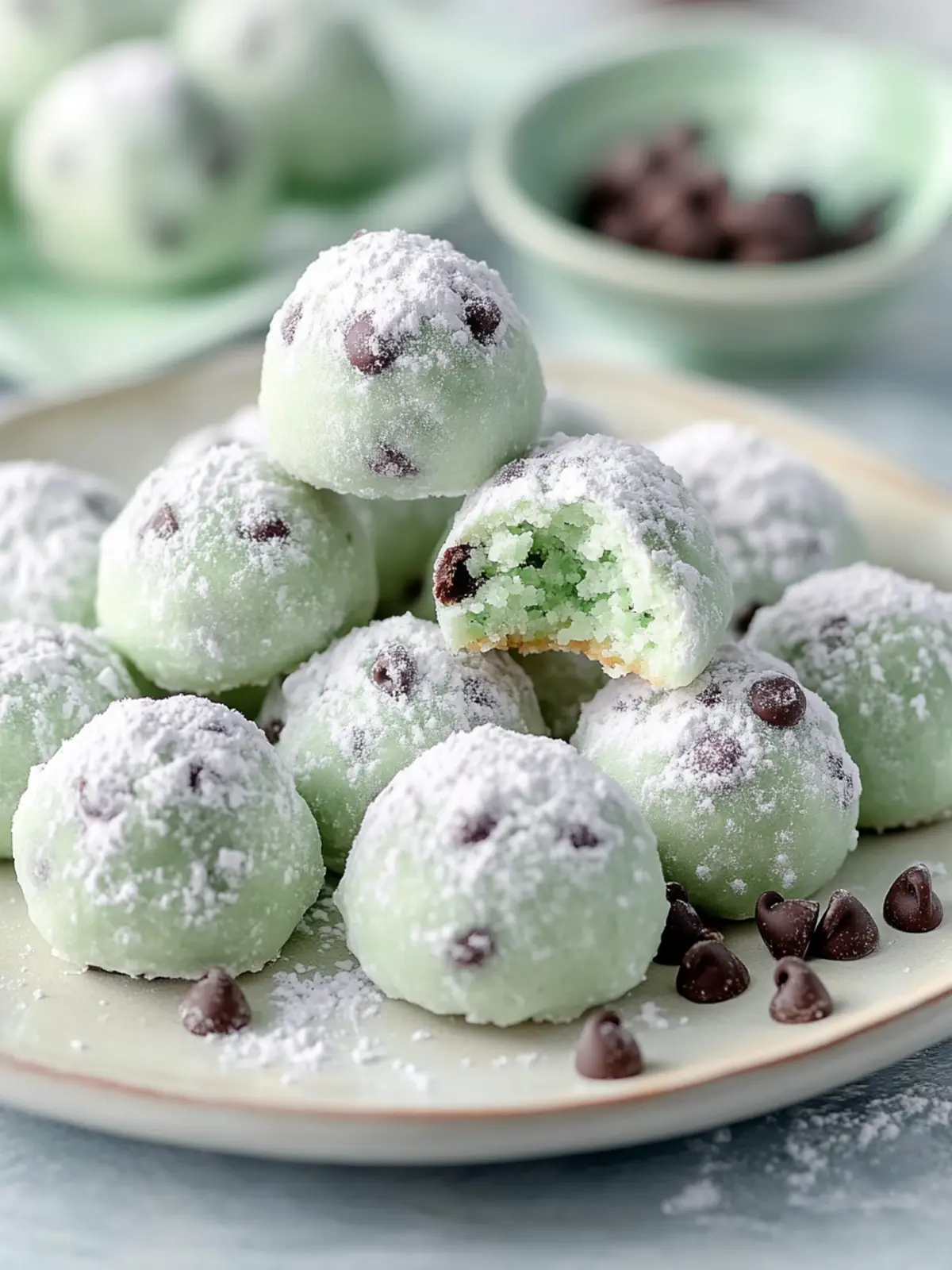 Melt-in-Your-Mouth Mint Chocolate Chip Snowball Cookies 2 Mint Chocolate Chip Snowball Cookies