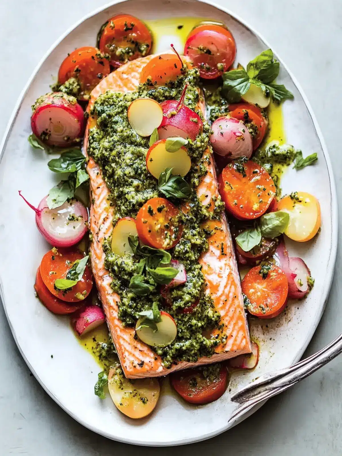 Roasted Salmon with Spring Pesto for a Fresh Dinner Delight 2 Roasted Salmon with Spring Pesto