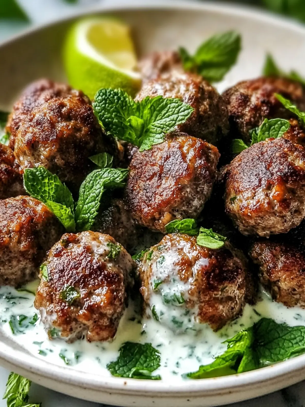 Lebanese Kofta Meatballs with Mint Yogurt Sauce for Ultimate Flavor 2 Lebanese Kofta Meatballs with Mint Yogurt Sauce