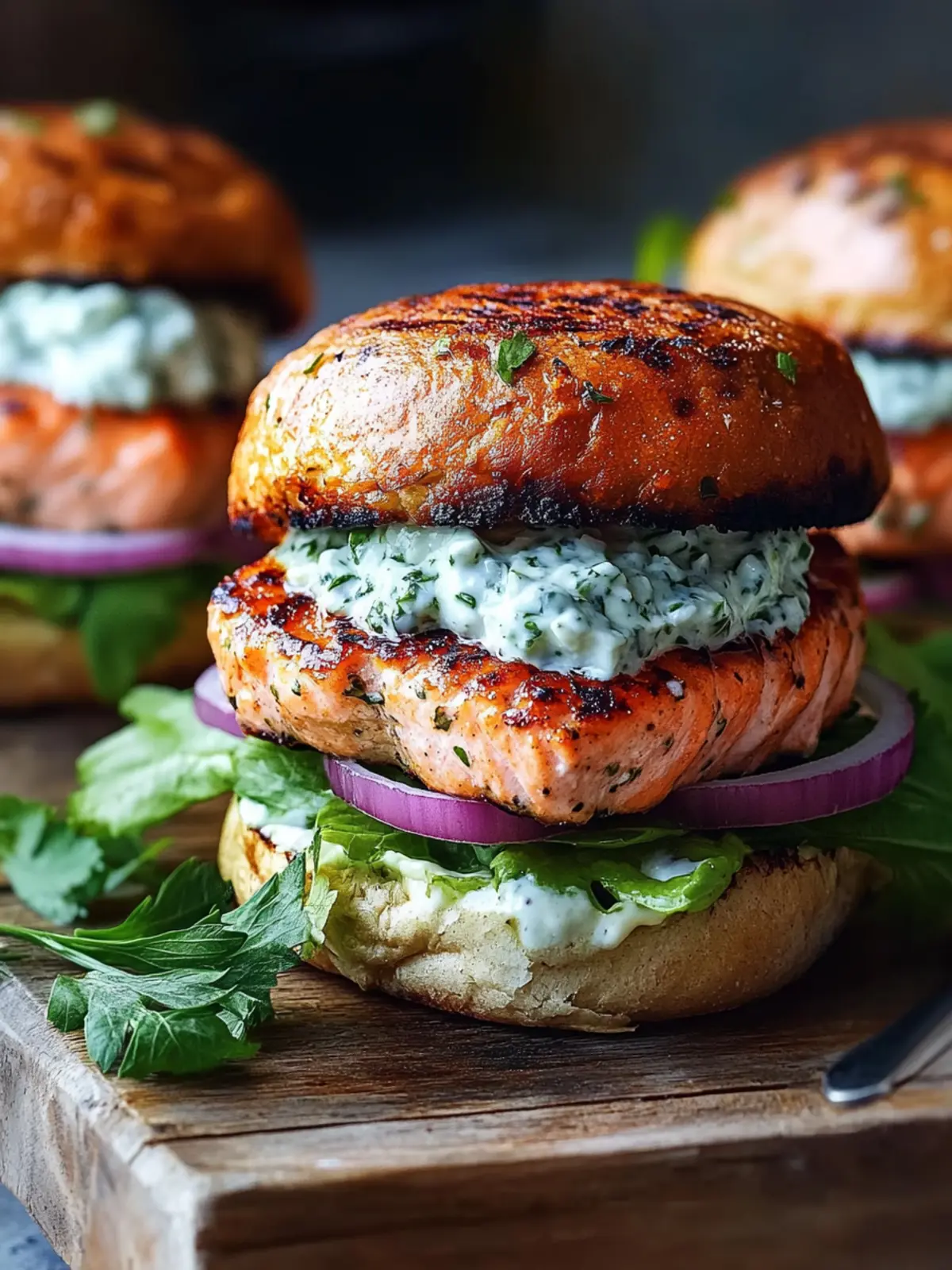 Savory Salmon Burgers with Tzatziki for Quick Weeknight Dinners 4 Salmon Burgers with Tzatziki