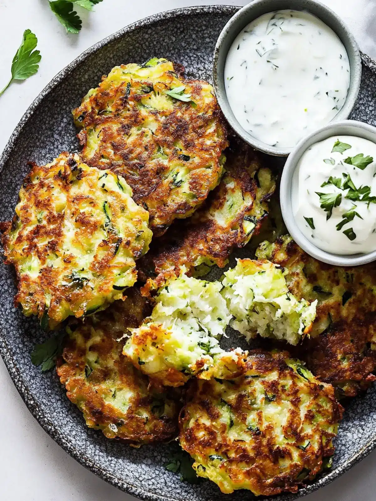 Mediterranean-Style Zucchini Fritters with Tzatziki Bliss 3 Mediterranean-Style Zucchini Fritters