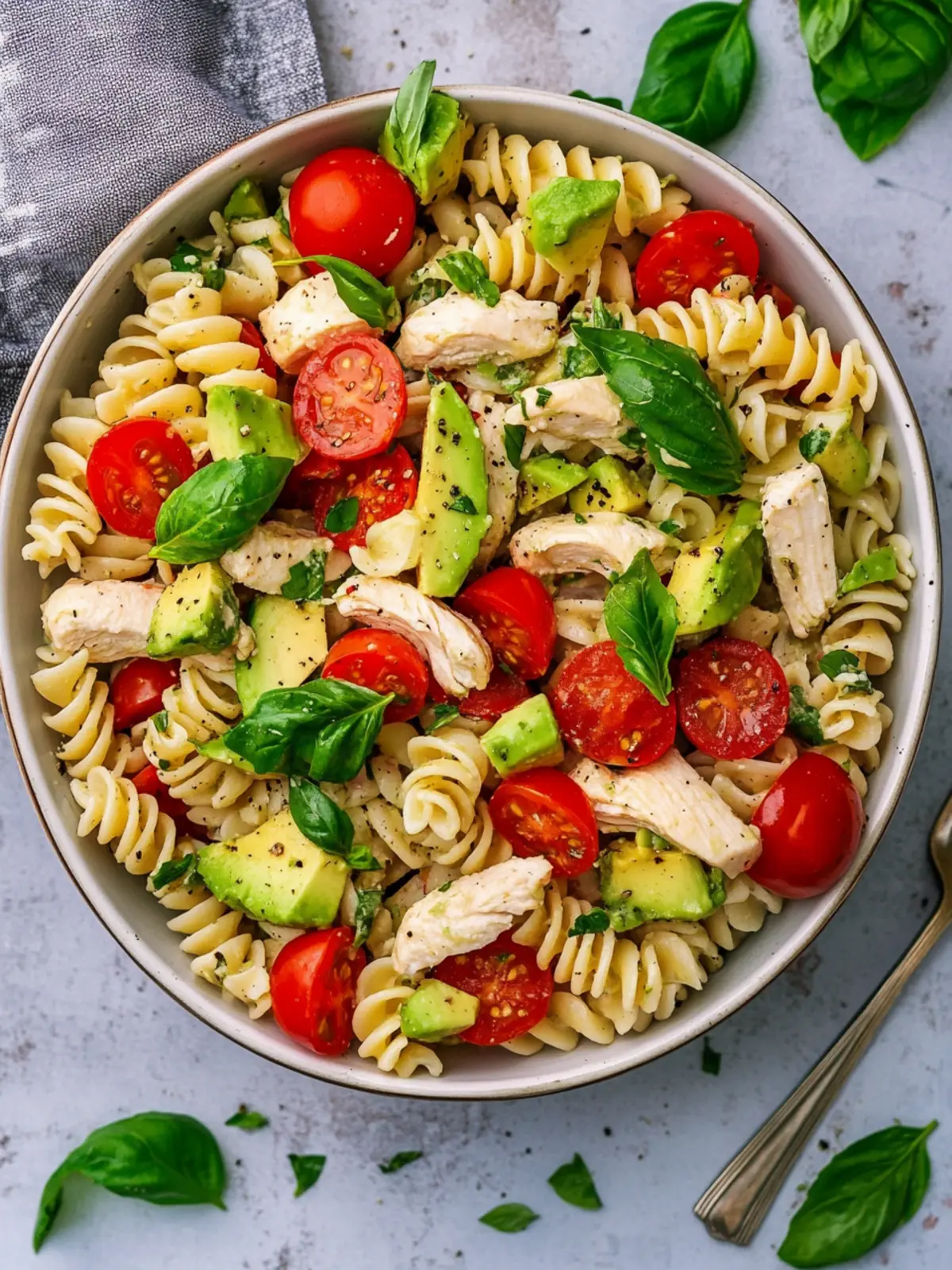 Zesty Healthy Chicken Pasta Salad with Avocado and Basil Bliss 3 Healthy Chicken Pasta Salad with Avocado, Tomato, and Basil