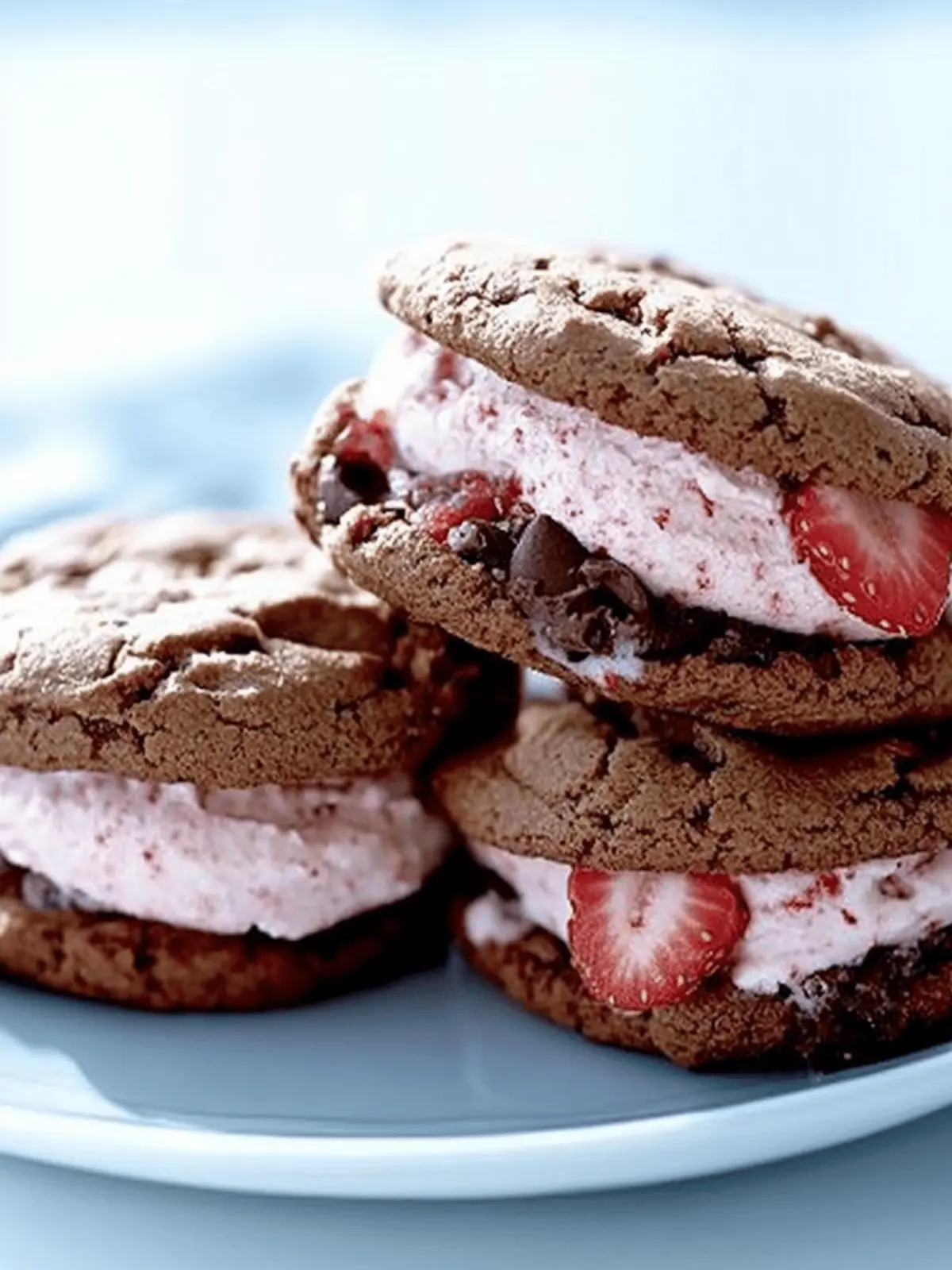 Decadent Chocolate-Chocolate Chip & Strawberry Gelato Sandwiches 4 Chocolate-Chocolate Chip Cookie and Strawberry Gelato Sandwiches