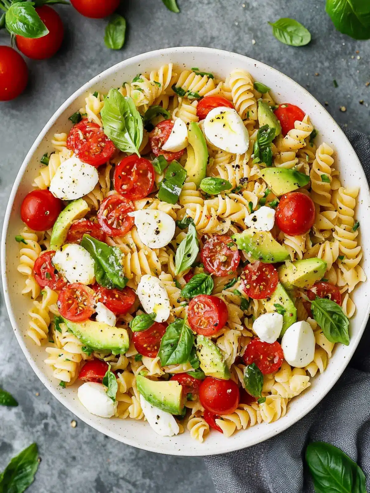 Caprese Pasta Salad with Avocado: A Fresh Summer Delight 3 Caprese Pasta Salad (with Avocado)