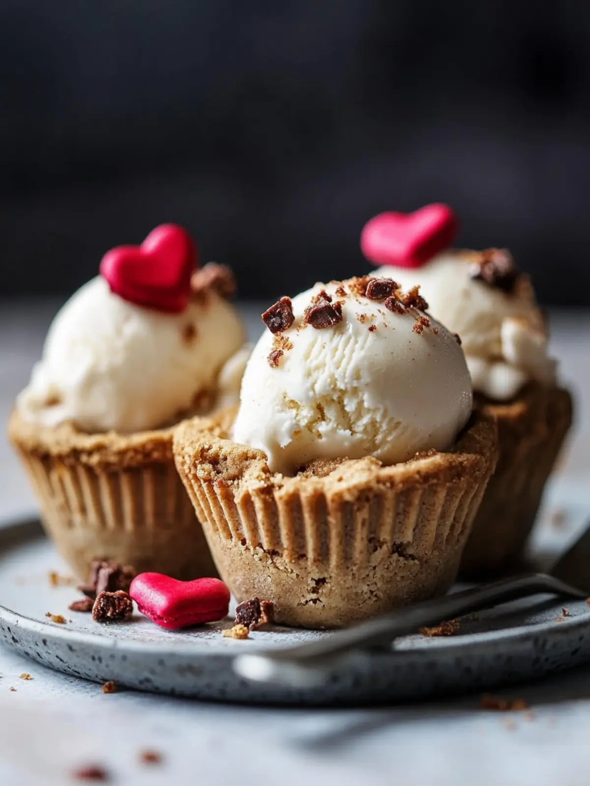 Indulge in Cookie Dough Cups with Vanilla Ice Cream for Valentine s Day 3 Cookie dough cups with vanilla ice cream- Valentine s Day desserts