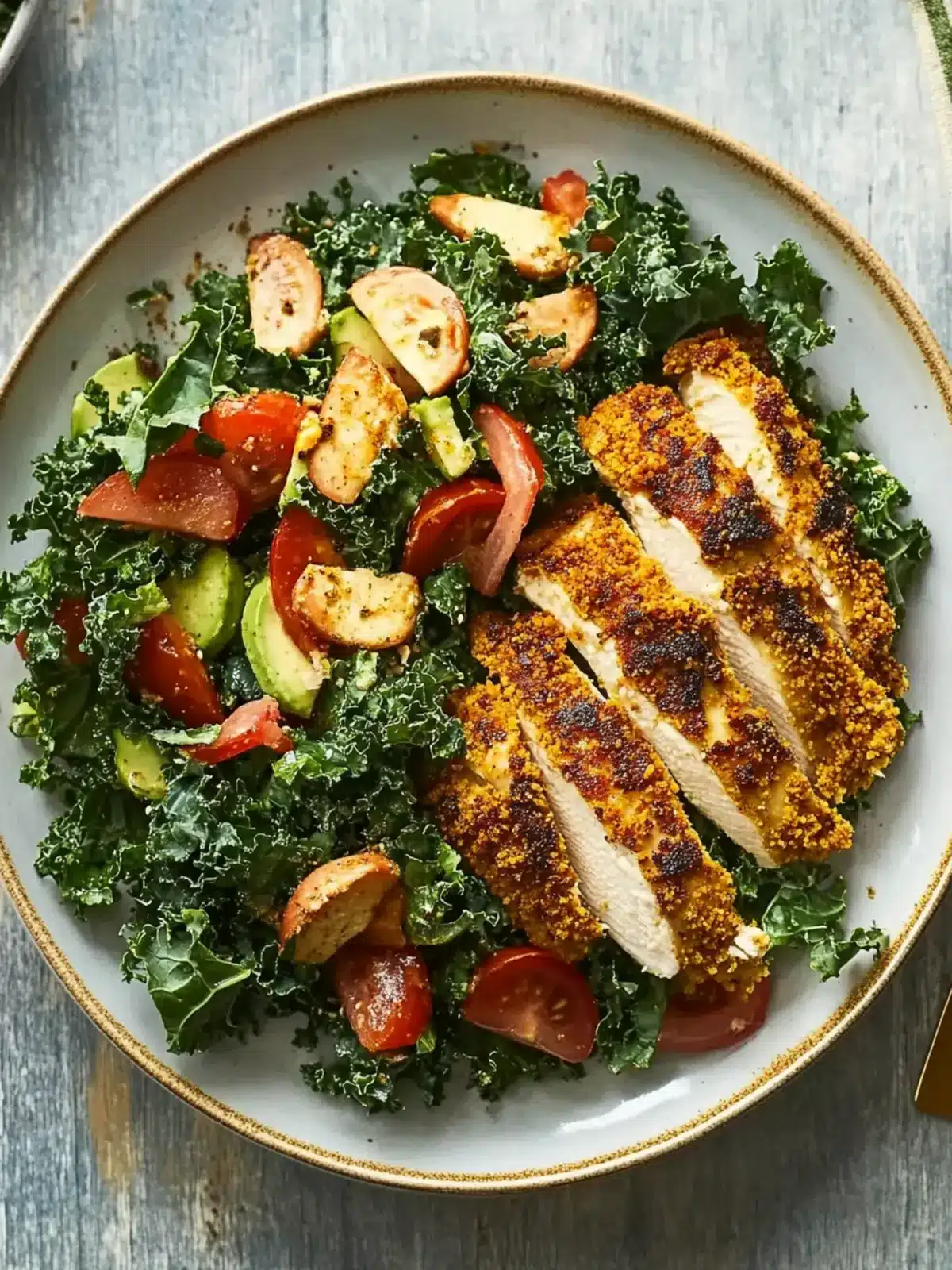 Cumin-Crusted Chicken with Kale Salad and Hummus Dressing Magic 2 Cumin-crusted chicken with kale salad and hummus dressing