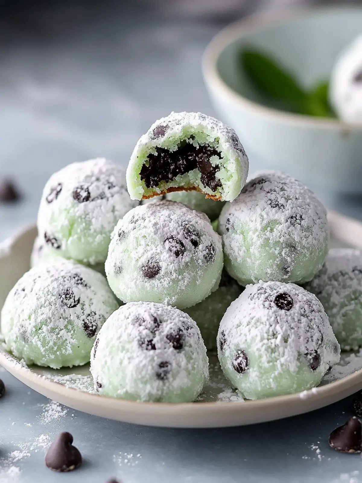 Melt-in-Your-Mouth Mint Chocolate Chip Snowball Cookies 3 Mint Chocolate Chip Snowball Cookies