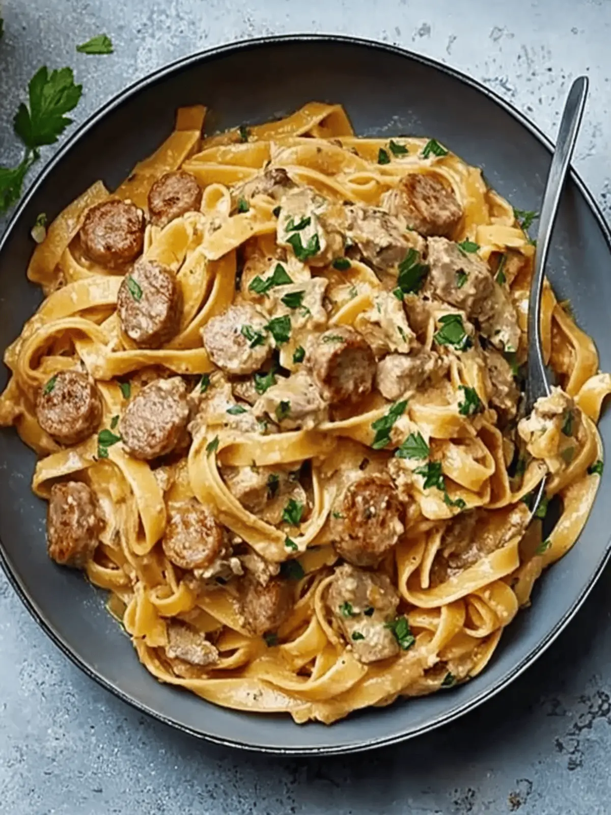 Speedy Sausage Stroganoff Tagliatelle for Dinner in 20 Minutes 2 Speedy sausage stroganoff tagliatelle